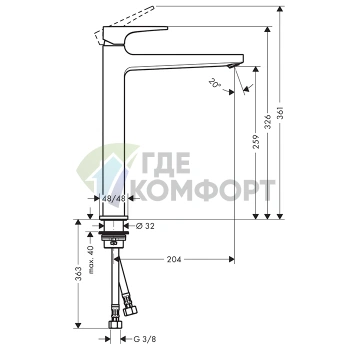 Смеситель для раковины Hansgrohe Metropol 260, шлифованная бронза (32512140) - фото 2