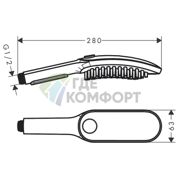 Ручной душ для собак Hansgrohe 150 3jet — черный матовый (26640670) - фото 2