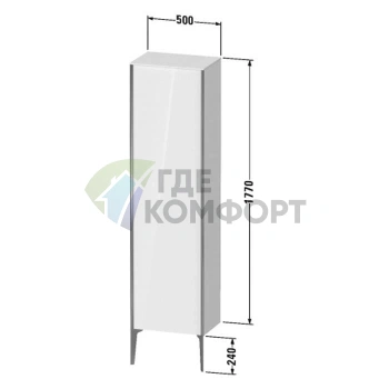 Шкаф подвесной Duravit XViu 1770x500x360 мм с 3 стеклянными полками, цвет шампань мат/белый глянец (XV1336LB122) - фото 2