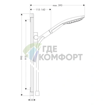 Душевой набор HG Raindance Select S с функциями RainAir, CaresseAir и EcoSmart (хром) (26626000) - фото 2