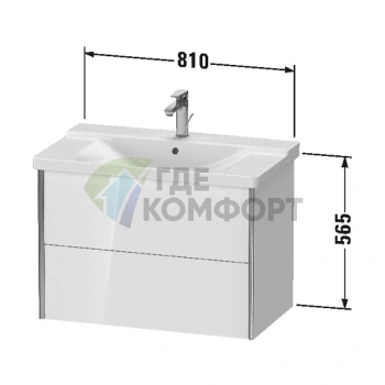 Подвесная тумба Duravit XViu для раковины, 2 ящика, белый глянцевый/champagne matt (XV41160B122) - фото 2