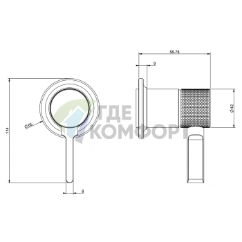 GESSI INCISO Встраиваемый смеситель на 1 источник (1/2), цвет Brushed Black Metal PVD (58109#707) - фото 2