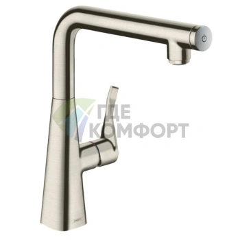 Смеситель для кухни Hansgrohe Metris Select с поворотным изливом, цвет сталь (14847800) - фото 1