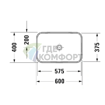 Раковина Duravit Happy D2 Plus 600x400 мм без перелива с керамической крышкой WonderGliss (23596000001) - фото 3