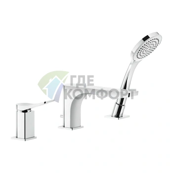 Смеситель для ванны GESSI Rilievo с выдвижной лейкой, настенный монтаж, хром (59037#031) - фото 1