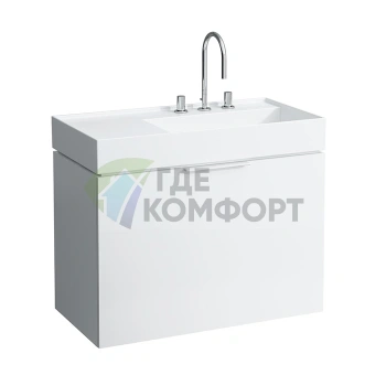 Тумба под раковину Laufen Kartell с выдвижным ящиком и полкой, 895×455×615 мм, белый глянец (4.0760.1.033.631.1) - фото 1