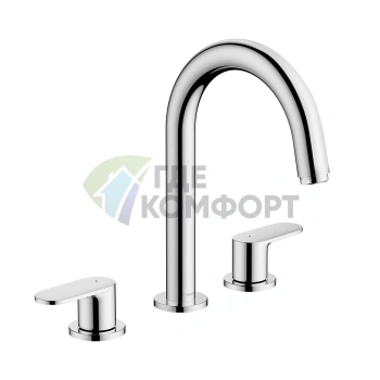 Смеситель для раковины Hansgrohe Vernis Blend на 3 отверстия с донным клапаном, хром (71553000) - фото 1