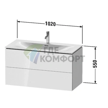 Подвесная тумба Duravit L-Cube 234410 с 2 ящиками, 550x1020x481 мм, цвет White High Gloss (LC630802222) - фото 2
