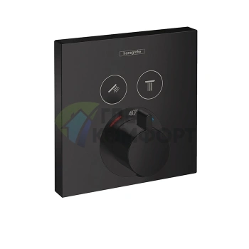 Термостат для душа Hansgrohe ShowerSelect: черный матовый, 2 выхода с кнопками (15763670) - фото 1
