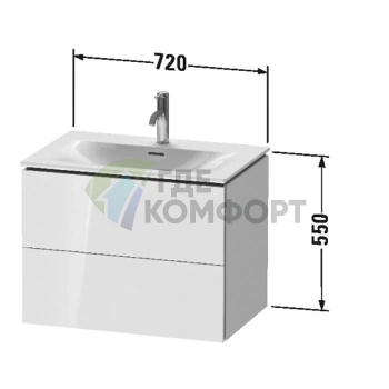 Подвесная тумба Duravit L-Cube 234473 с 2 ящиками, 550x720x481 мм, в цвете White High Gloss (LC630602222) - фото 2