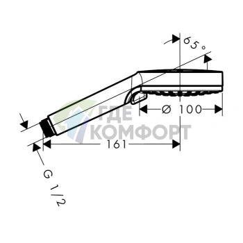 Ручная насадка для душа HG Vernis Blend с функцией 1 струи, хром (26090000) - фото 2