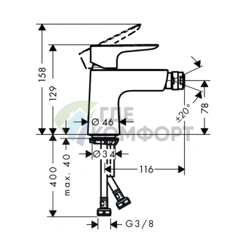 Смеситель для биде Hansgrohe Talis E с системой Push-Open, хром (71721000) - фото 2
