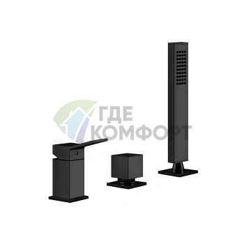 Смеситель для ванны Gessi Rettangolo K с ручным душем и переключателем, черный (53043#299) - фото 1