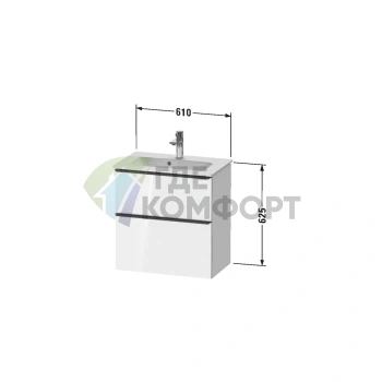 Подвесная тумбочка Duravit D-Neo Compact, белая высокоглянцевая, 610x372x625 мм (DE436802222) - фото 2