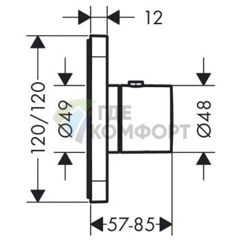 Встраиваемый термостат для душа AX Citterio E 12x12 хром (36702000) - фото 2