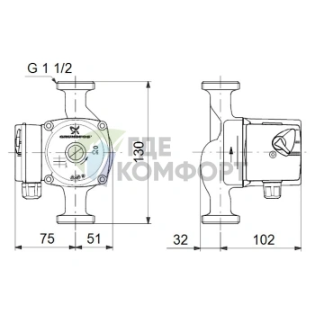 Циркуляционный насос Grundfos UPS 25-60 130 - фото 3