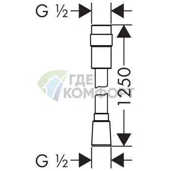 Душевой шланг HG Isiflex 1,25 м с контролем напора, хром (28249000) - фото 2