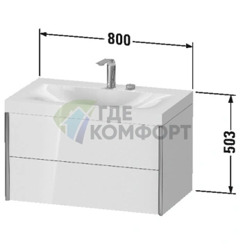 Подвесная тумба Duravit XViu с раковиной, 2 ящика, белый глянцевый/champagne matt (XV4615OB122C) - фото 2