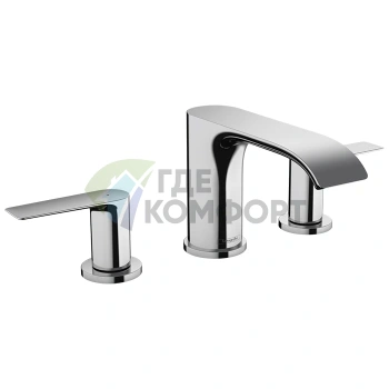 Смеситель для раковины HANSGROHE VIVENIS на 3 отверстия с донным клапаном, хром (75033000) - фото 1