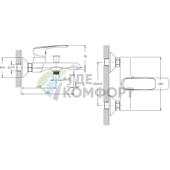 Смеситель для ванны с душем Rush Gozo GZ3735-44 - фото 2