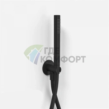 Душевой набор Fantini Nice с ручной лейкой FIT и держателем, черный матовый (86 13 8093) - фото 1