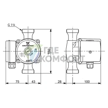 Циркуляционный насос Grundfos UP 20-30 N 150 1x230V 50Hz 9H - фото 2
