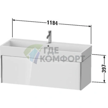 Тумба подвесная Duravit XViu для раковины 235012, 397x1184x454 мм, цвет walnut dark/черный матовый (XV42380B221) - фото 2