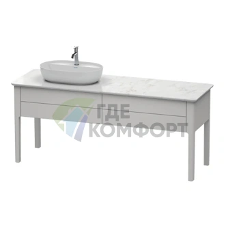 Напольная тумба Duravit Luv с 2 ящиками и левой раковиной, 743x1788x570 мм, цвет скандинавский белый шелковисто-матовый (LU9563L3939) - фото 1