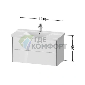 Подвесная тумба Duravit XViu белая глянцевая 565x1010x469 мм с двумя ящиками (XV41170B122) - фото 2