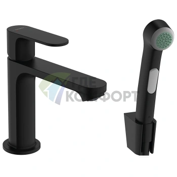 Смеситель для раковины Hansgrohe Rebris S с гигиеническим душем, черный матовый (72215670) - фото 1