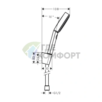 Душевой набор Hansgrohe PULSIFY 105 3jet Relaxation с держателем, матовый черный (24302670) - фото 2