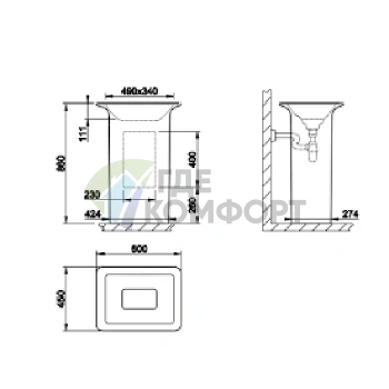 Напольная раковина Gessi iSpa 60x45 см с донным клапаном, матовый белый - фото 2