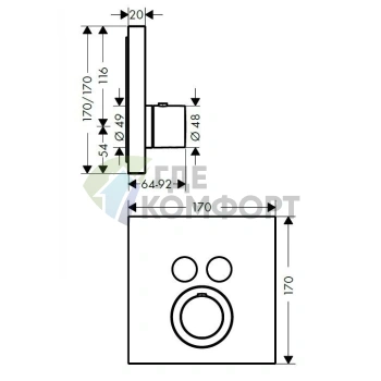 Термостатический смеситель для душа AX ShowerSelect на 2 выхода, хром (36715000) - фото 2