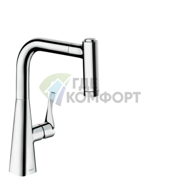Смеситель для кухни Hansgrohe Metris M71 с выдвижным душем и хромированным покрытием (73800000) - фото 1
