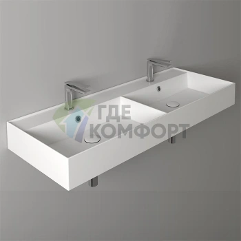 Двойная подвесная раковина SIMAS AGILE 121x46 см с переливом - фото 1