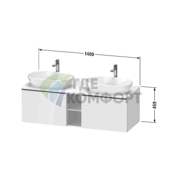 Подвесная тумба Duravit D-Neo, 2 ящика, белый высокоглянцевый, 459x1400x550 мм (DE4950B2222) - фото 2