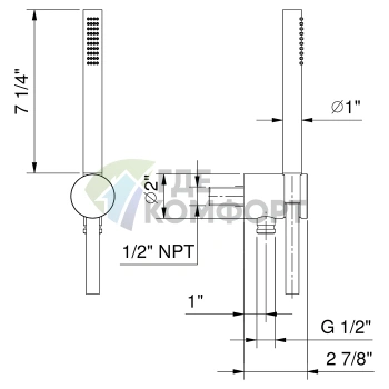Душевой набор Fantini AF/21 Matt Copper PVD с лейкой FIT и держателем (81 P9 8061) - фото 2