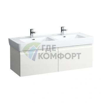 Подвесная тумба Laufen Pro 122 см с двумя выдвижными ящиками, белая глянцевая (4.8308.2.095.485.R) - фото 1