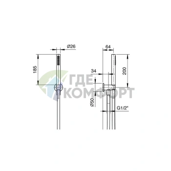 Душевой набор Fantini Milano с лейкой FIT, держателем и шлангом 150 см (хром) (86 02 8093) - фото 2