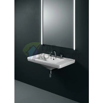 Раковина GSI Classic 90x50 см с переливом и тремя отверстиями под смеситель, белая - фото 1