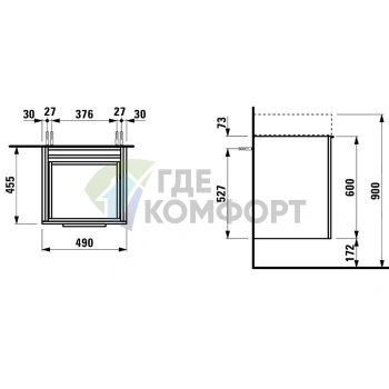 Тумба под раковину Laufen Kartell 810332 с выдвижным ящиком, серый матовый (4.0750.5.033.634.1) - фото 2