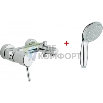 Комплект для ванной Grohe: смеситель Concetto 32211001 и душевая лейка Tempesta New 100 27597000 - фото 1