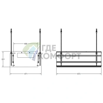 GESSI BINARIO Линейный профиль 670 мм для 3 модулей, установка Shift-Fix, цвет Black XL (61006#299) - фото 2