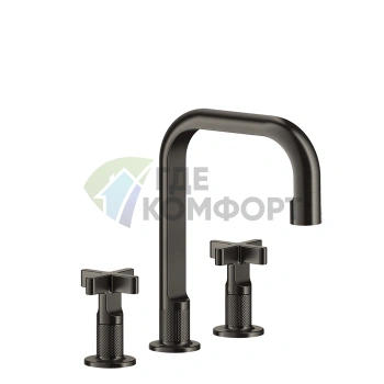GESSI INCISO Смеситель для раковины с высоким изливом, 3 отверстия, цвет Nero XL (58114#299) - фото 1