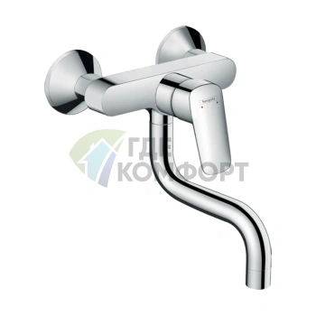 Кухонный смеситель Hansgrohe Logis M31: однорычажный настенный с поворотным изливом, хром (71836000) - фото 1