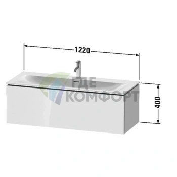 Подвесная тумба Duravit L-Cube 234412 с выдвижным отделением, 400x1220x481 мм, белый глянец (LC613902222) - фото 2