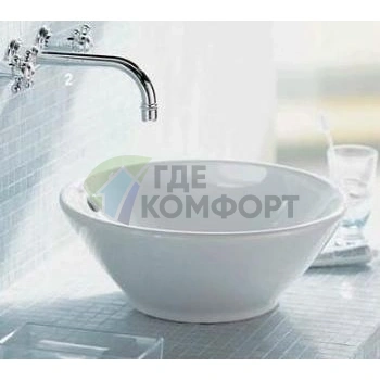 Раковина Duravit Bacino круглая 42 см белая с переливом без отверстия под смеситель (325420000) - фото 2