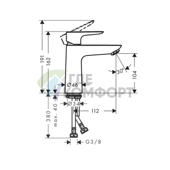 Смеситель для раковины Hansgrohe Talis E 110 в полированном золоте (71712990) - фото 2