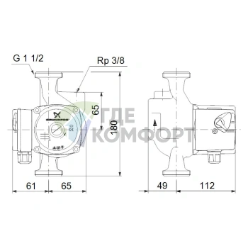 Циркуляционный насос Grundfos UPS 25-60 A 180 - фото 3