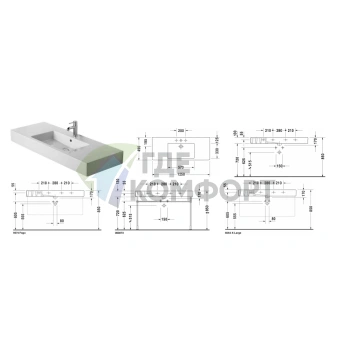 Раковина Duravit Vero для мебели 1250x490 мм, белая, 3 отверстия под смеситель (329120030) - фото 2